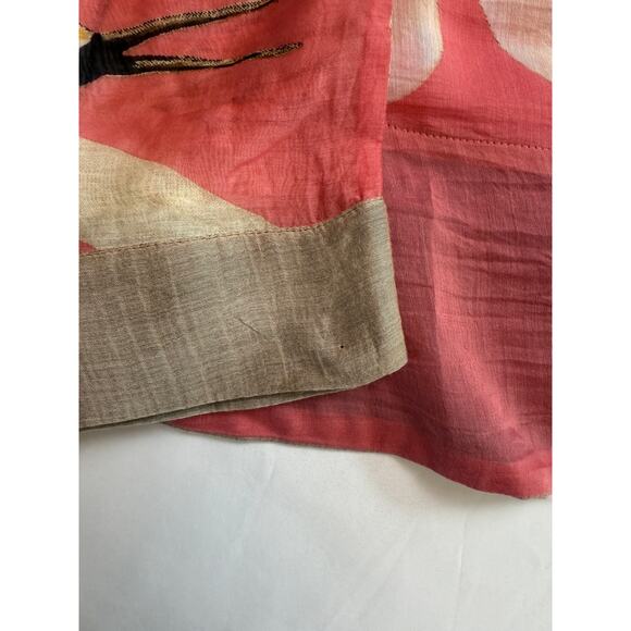 One Hundred Stars Crane Print Kimono Robe Coral Pink Modal Blend OS - Picture 16 of 16